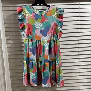 Women’s Multicolor Tiered Ruffle-Sleeve Casual Dress